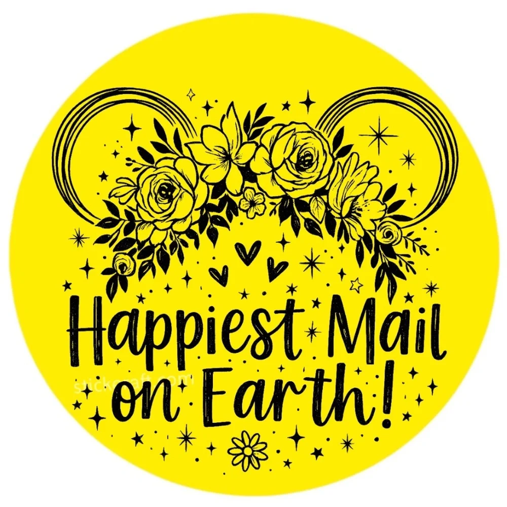 Happiest Mail on Earth Sticker 2” | Cute DISNEY Label | Small Biz Packaging